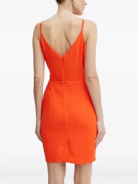 Rochie mini Morgan cu decolteu în V cu cataramă portocaliu