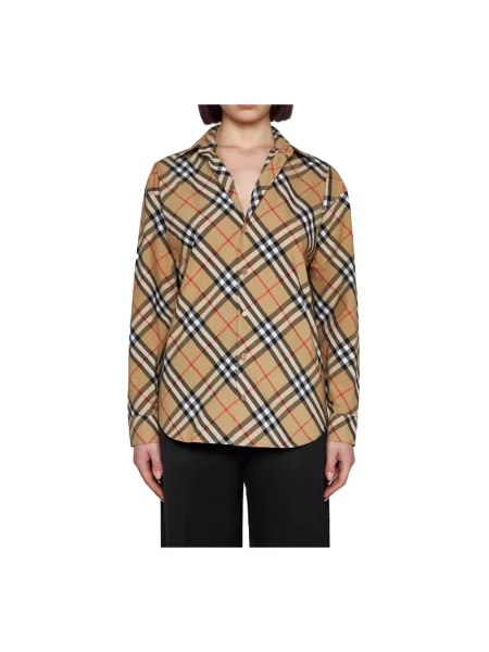 Koszula Burberry w kratę brązowa