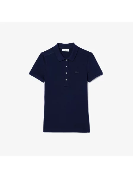 Lacoste Koszulka Polo Z Elastycznej Piki Bawełnianej Slim Fit granatowa