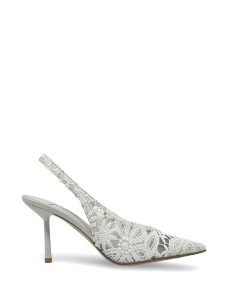 Pantofi cu toc Le Silla cu model floral din dantelă slingback alb