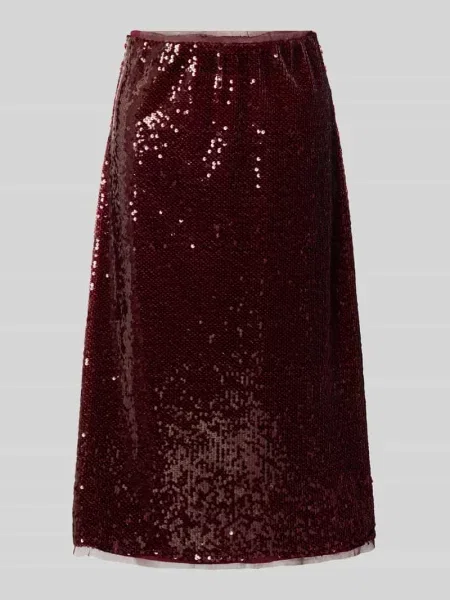 Spódnica midi z cekinami i elastycznym pasem Milano Italy bordowa