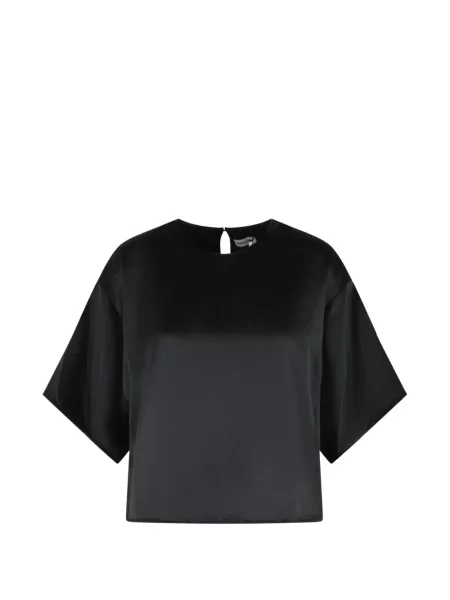 Top Simkhai din satin cu decolteu rotund negru