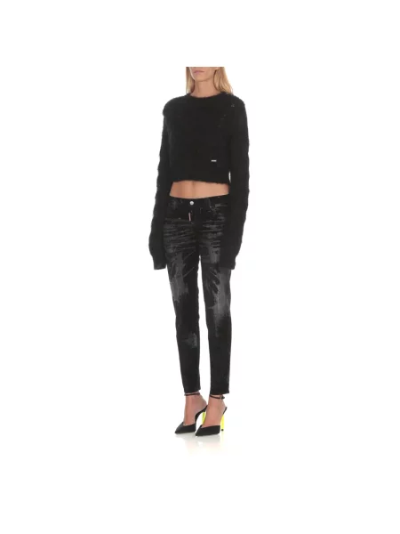 Krótki sweter Dsquared2 wełniany czarny