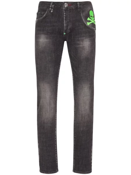 Straight fit džíny Philipp Plein s potiskem černé