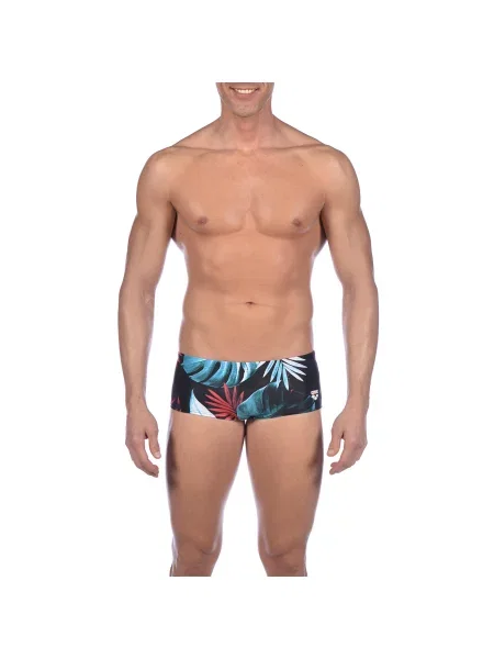 Kąpielówki na basen Arena Tropical Leaves Low Waist Short czarne