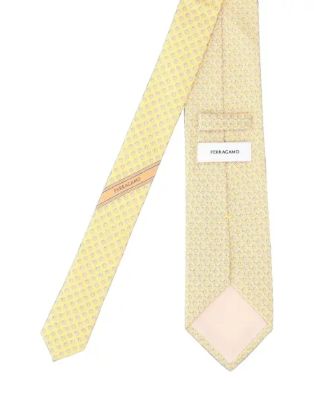 Cravată Ferragamo de mătase cu imagine galben