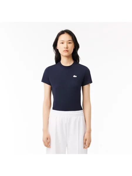 Lacoste Sportowa Koszulka Z Bawełny Technicznej Ultra Dry granatowa