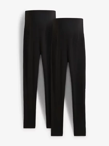 Legginsy ciążowe z bawełny organicznej 2 pary czarne
