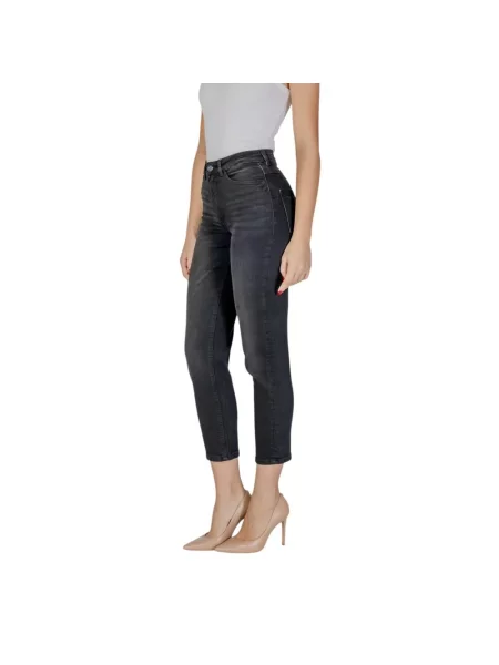 Jeansy Ichi z wysoką talią czarne