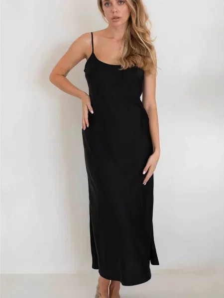 Атласная сорочка на бретельках DARK ANGEL чорна