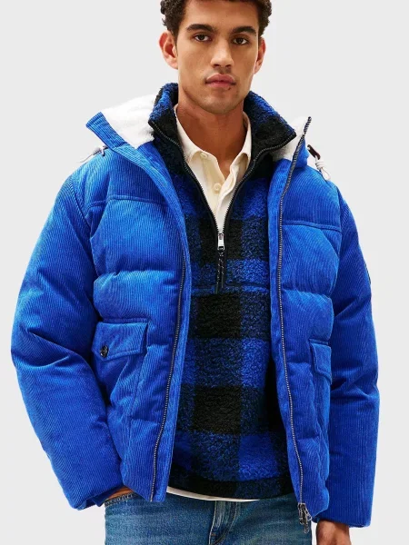 Вельветовий пуховик Tommy Hilfiger синій