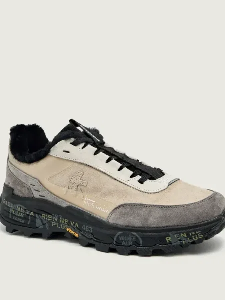 Premiata Sneakers cu adaos de piele bej