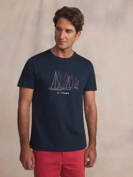 T-shirt TBS Boat Marine niebieska