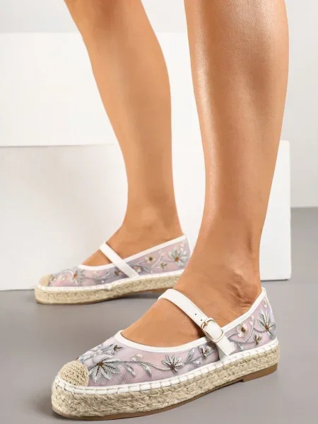 Espadrile Evelritia albe