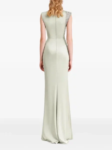 Rochie maxi Gemy Maalouf cu volane verde