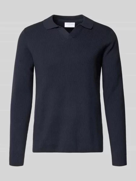Koszulka polo o kroju relaxed fit z fakturowanym wzorem Lindbergh granatowe