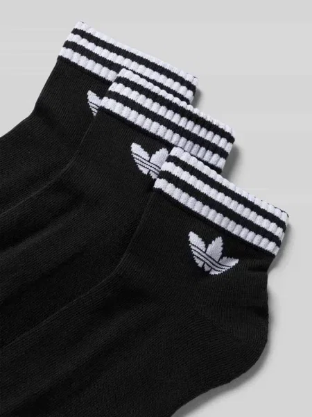 Kostka skarpety Adidas Originals w paski z nadrukiem czarne