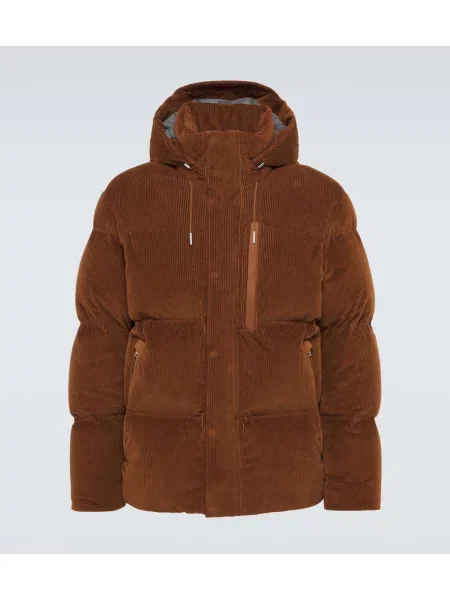 Пухено яке Zegna от рипсено кадифе кафяво