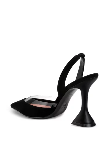 Pantofi cu toc Amina Muaddi din piele de căprioară slingback negru
