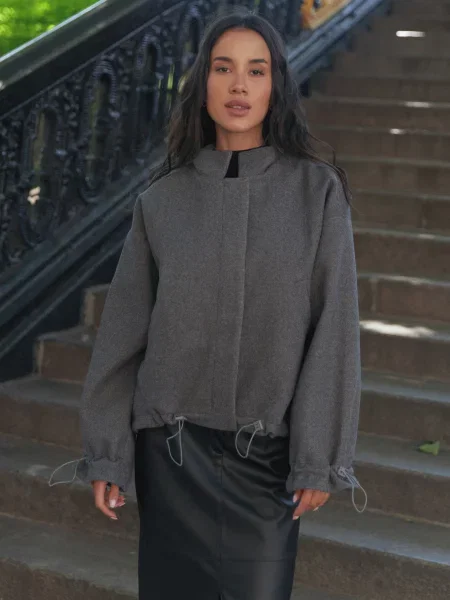 Бомбер Seventeen темно-сірий вовна/віскоза сірий