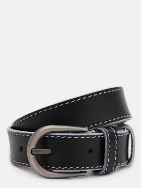 Кожаный ремень Borsa Leather с ремешками черный