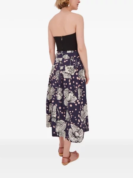 Fustă midi Cara Cara cu model floral cu imagine albastru