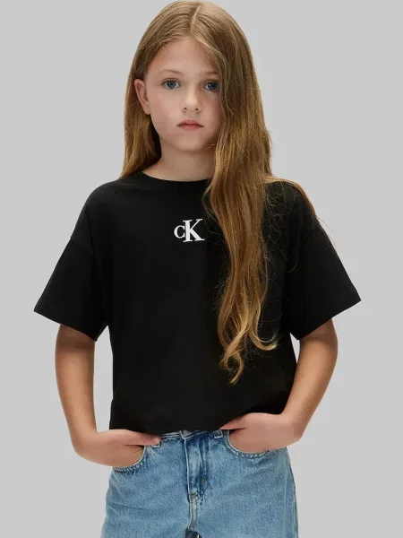 Calvin Klein Jeans majica za djecu od pamuka crna