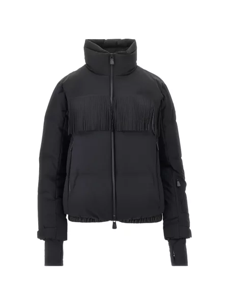 Kurtka narciarska Moncler Grenoble z frędzli czarna