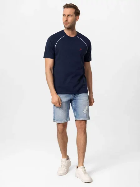 Moxx Paris Tricou bleumarin / albastru noapte / gri alb