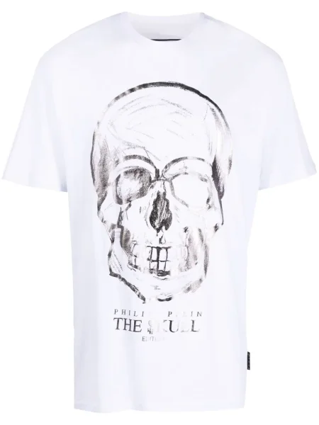 Tricou Philipp Plein cu imagine alb