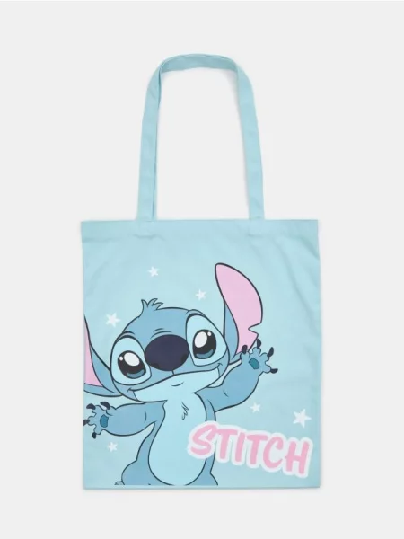 Тканинна shopper-сумка з принтом Stitch блідо-зелений зелена
