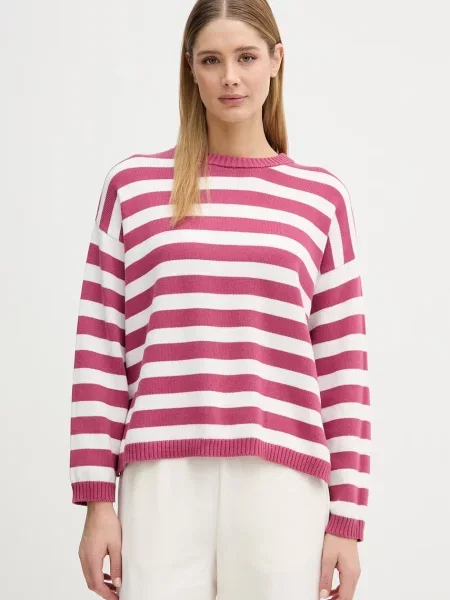 United Colors of Benetton pulover bombažen roza