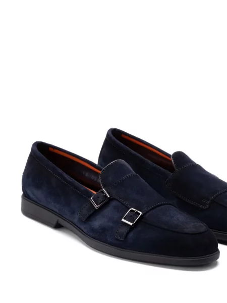 Pantofi loafer Santoni din piele de căprioară albastru