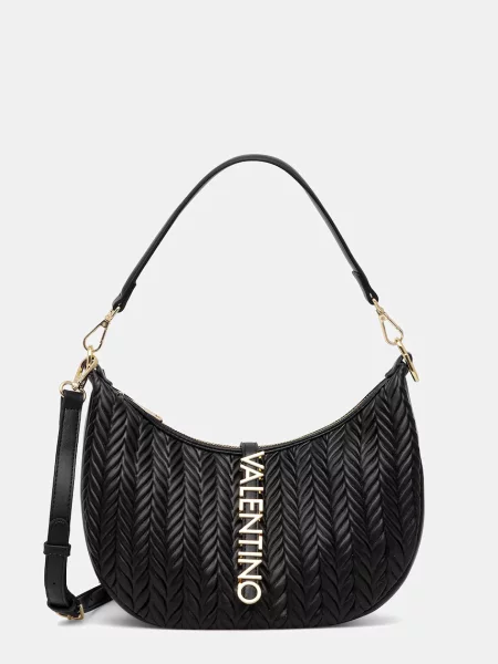 Lniana torebka Valentino Bags czarna