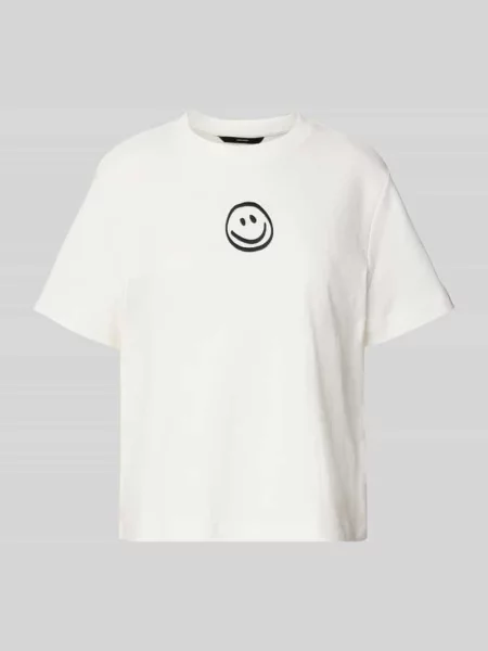 T-shirt o luźnym kroju z czystej bawełny model ‘SARA METTE’ Vero Moda biała