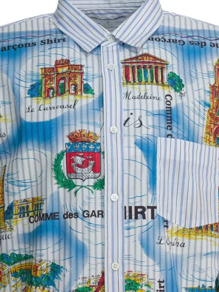 Cămașă Comme Des Garçons cu dungi cu imagine alb