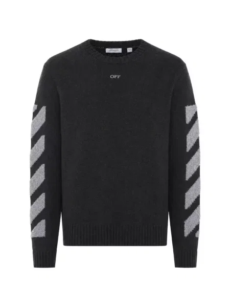 Hanorac crewneck Off-white cu decolteu rotund alb