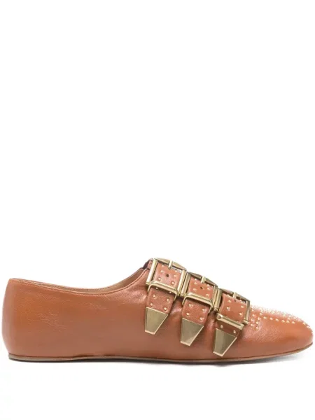 Pantofi Chloé cu cataramă cu tepi maro