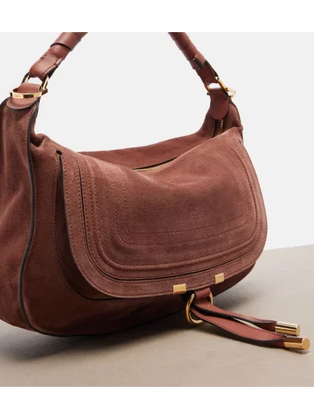 Geantă Chloé din piele de căprioară maro