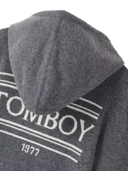 Pletena majica s kapuljačom Tomboy s autogramom siva