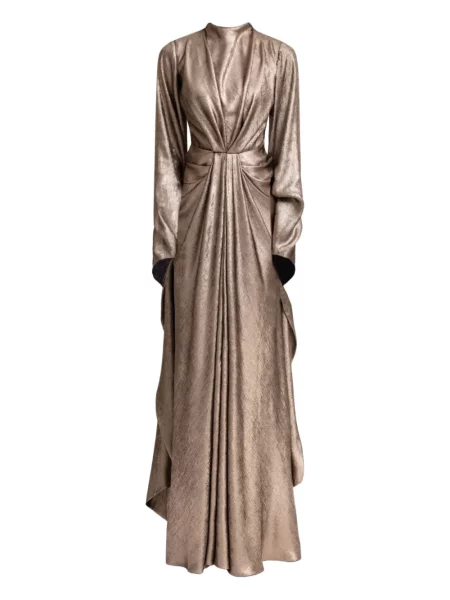 Rochie maxi Gemy Maalouf drapată lungă de costum auriu