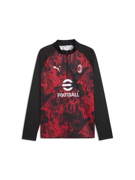 PUMA koszulka na rozgrzewkę AC Milan z zamkiem Akcesoria S czerwony