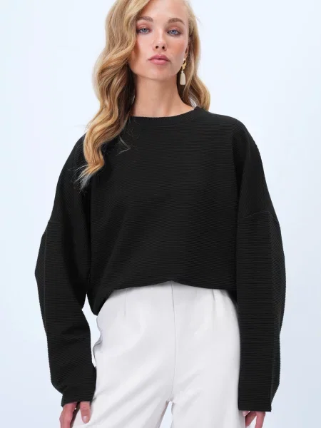 Trend Alaçatı Stili Tricou negru