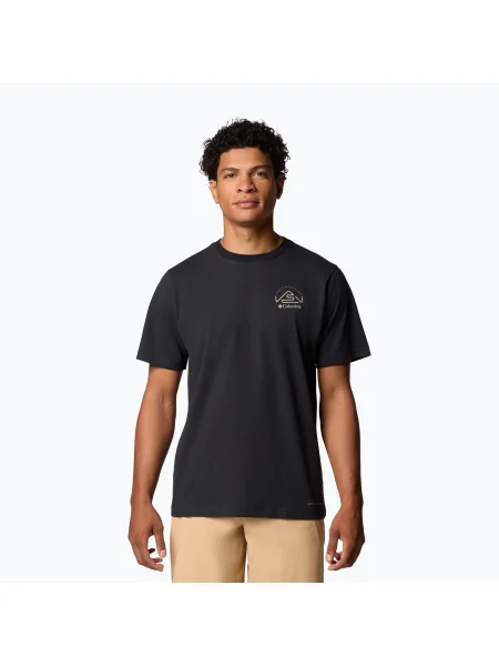 Férfi Columbia Tunnel Valley Graphic Tee fekete/természetesen hajlamos póló. Méret: XL fekete