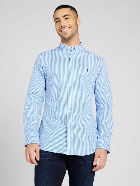 Polo Ralph Lauren Košeľa svetlomodrá / šedobiela modrá