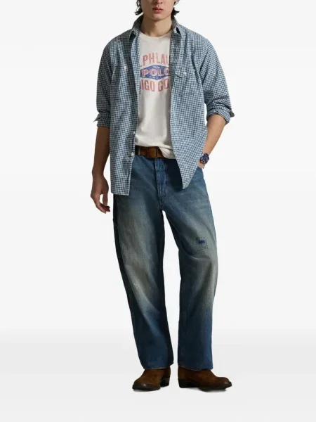 Czapka z daszkiem Polo Ralph Lauren w kratkę z twillu biznesowa niebieska