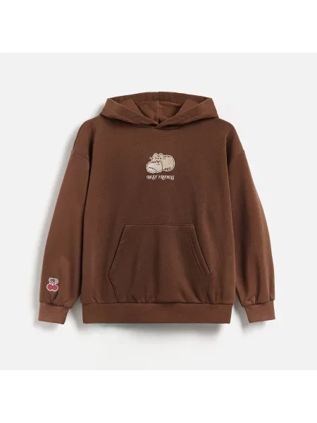 Reserved Mikina Pusheen s aplikací tmavě hnědá