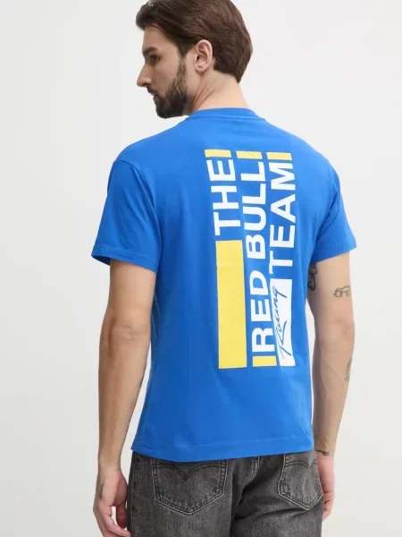 Тениска Red Bull Racing x Pepe Jeans REDBULL TEAM TEE лилаво с изчистен дизайн червено