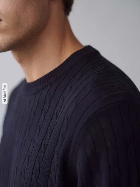 Sweter z dzianiną w warkocze Selected czarny