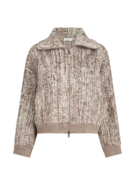 Cardigan Brunello Cucinelli cu broderie de lână